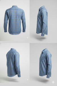 Classic Blue & White Checkered Cotton Shirt