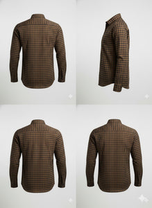 Classic Brown Checkered Cotton Shirt