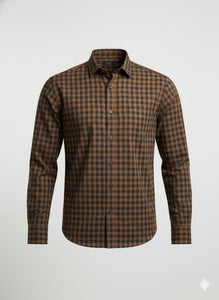 Classic Brown Checkered Cotton Shirt