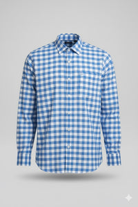 Classic Blue & White Checkered Cotton Shirt